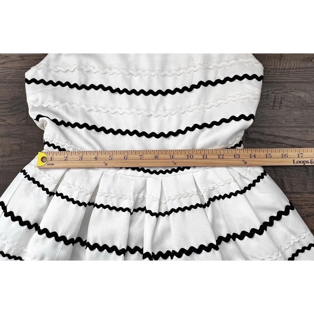 Freeway Women's Dress Monochrome Black White Ric Rac Striped Fit & Flare NWT Med - Picture 6 of 13